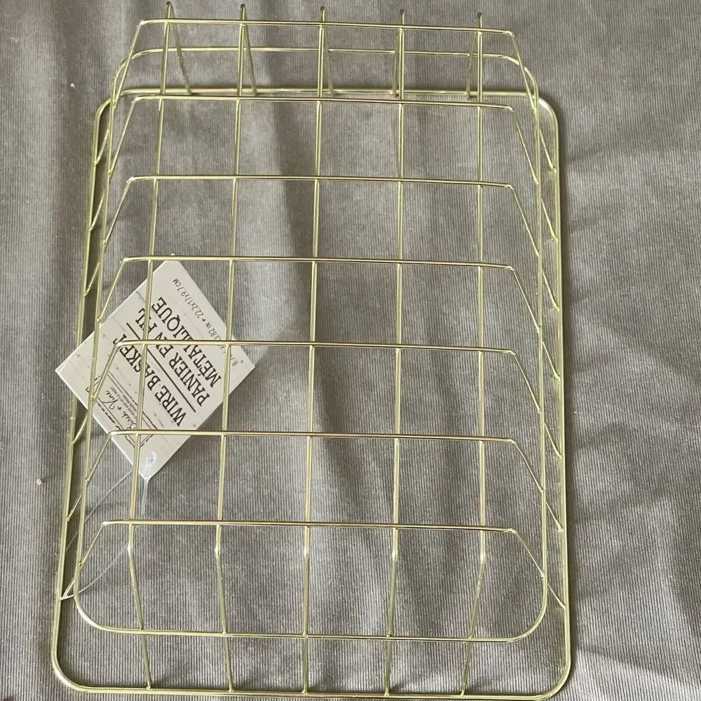 Birch & Vine Gold Wire Small Rectangular Organizer Storage Baskets Set 10 Office